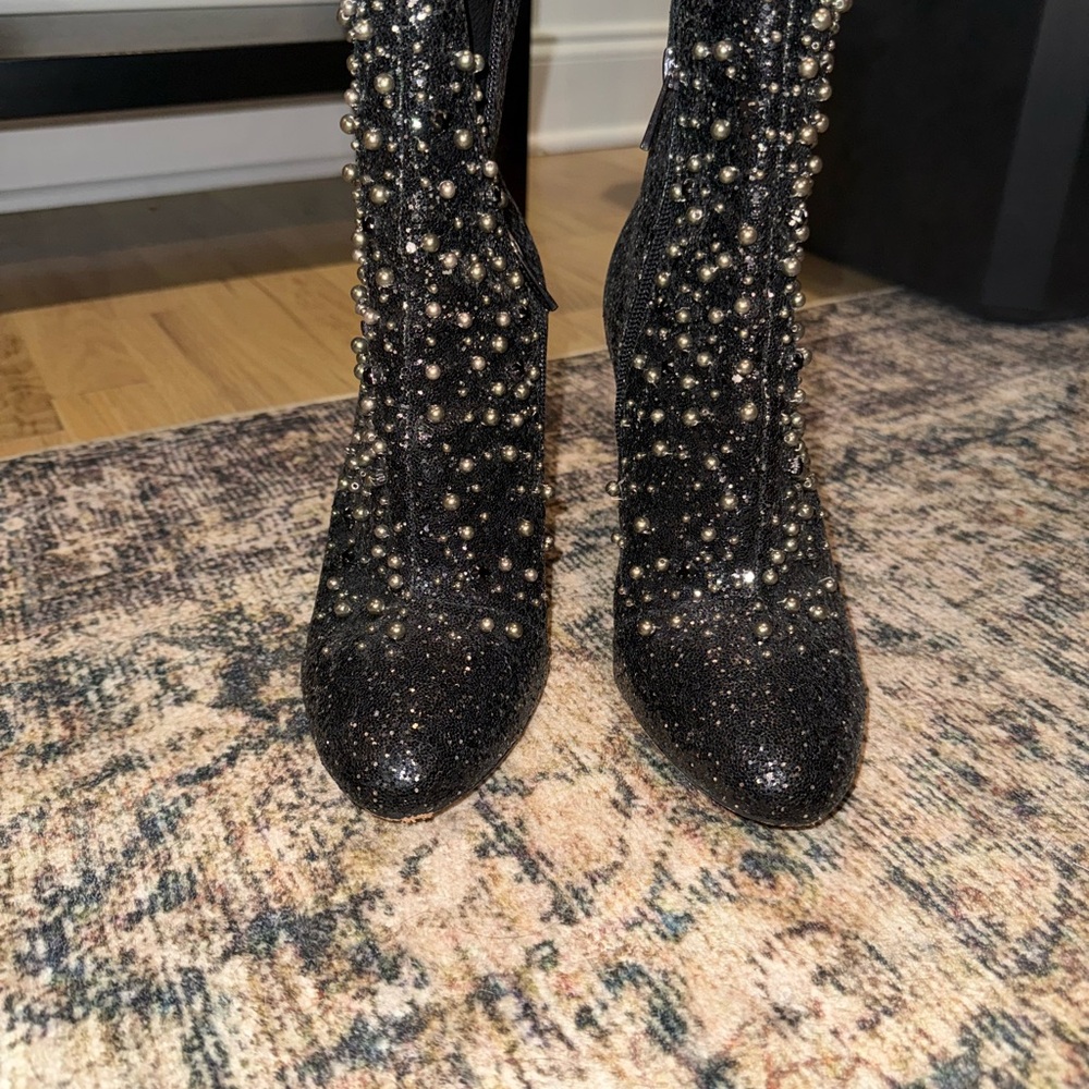 Jessica Simpson Black Glitter Studded Boots